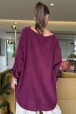 Made in Italy Cooper Needlecord Scoop Dip Back Top Beetroot